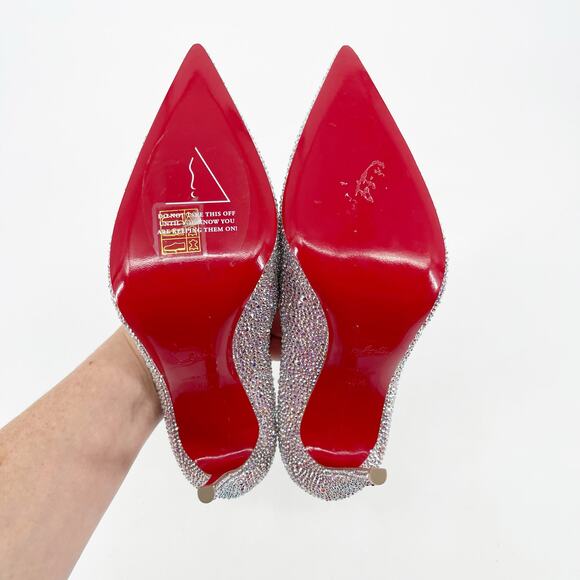 Christian Louboutin Kate Strass Pink Suede Crystal Pointed Toe Heels EU 38.5 - Picture 9 of 10